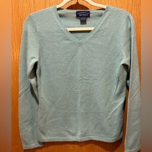 Charter Club Women's V-Neck Sweater Aqua Size Small EUC